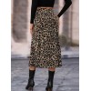 Kadın Yüksek Bel Leopar Desenli Midi Krep Etek 138586 Kadın Yüksek Bel Leopar Desenli Midi Krep Etek 138586