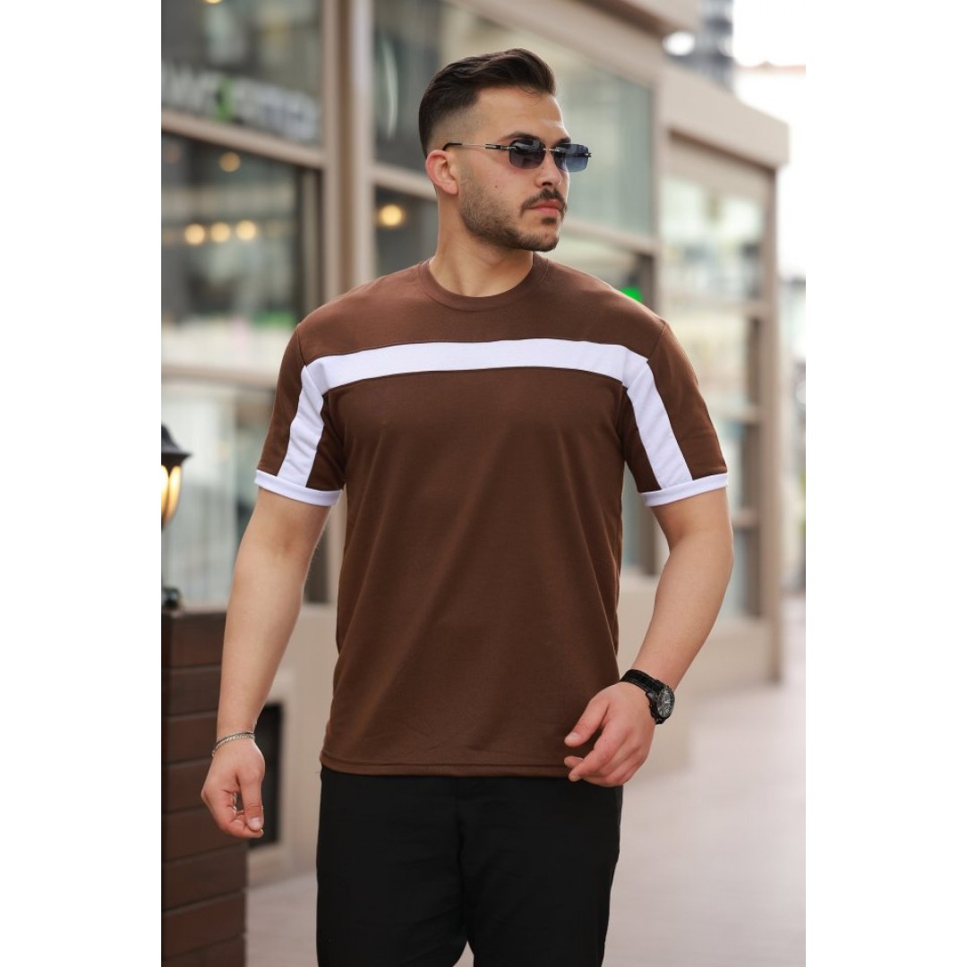 Erkek şerit Detaylı Kısa Kollu T-shirt