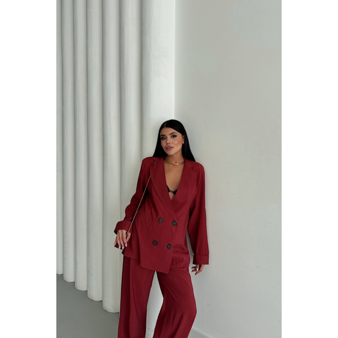 MODAL 4 DÜĞME ASTARSIZ CEKET - PANTOLON TAKIM - Bordo 156647 MODAL 4 DÜĞME ASTARSIZ CEKET - PANTOLON TAKIM - Bordo 156647