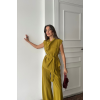 TENCEL MODAL KOLSUZ BLUZ KAPALI CEP DETAYLI DÖKÜMLÜ - PANTOLON TAKIM - Yağ Yeşili 161854 TENCEL MODAL KOLSUZ BLUZ KAPALI CEP DETAYLI DÖKÜMLÜ - PANTOLON TAKIM - Yağ Yeşili 161854