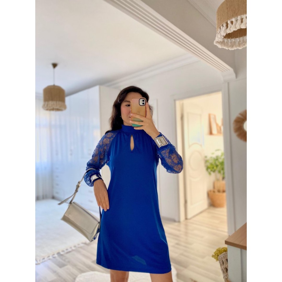 Kadın Uzun Kollu Tül Detay Sandy Mini Boy Elbise - 138110 Kadın Uzun Kollu Tül Detay Sandy Mini Boy Elbise - 138110