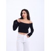 42241 TRİKO KAYIK YAKA CROP-SİYAH 143850
