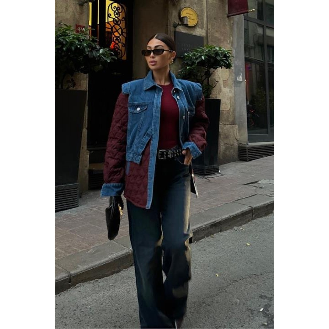 Denim Garnili Kapitone Ceket 7071 158406 Denim Garnili Kapitone Ceket 7071 158406