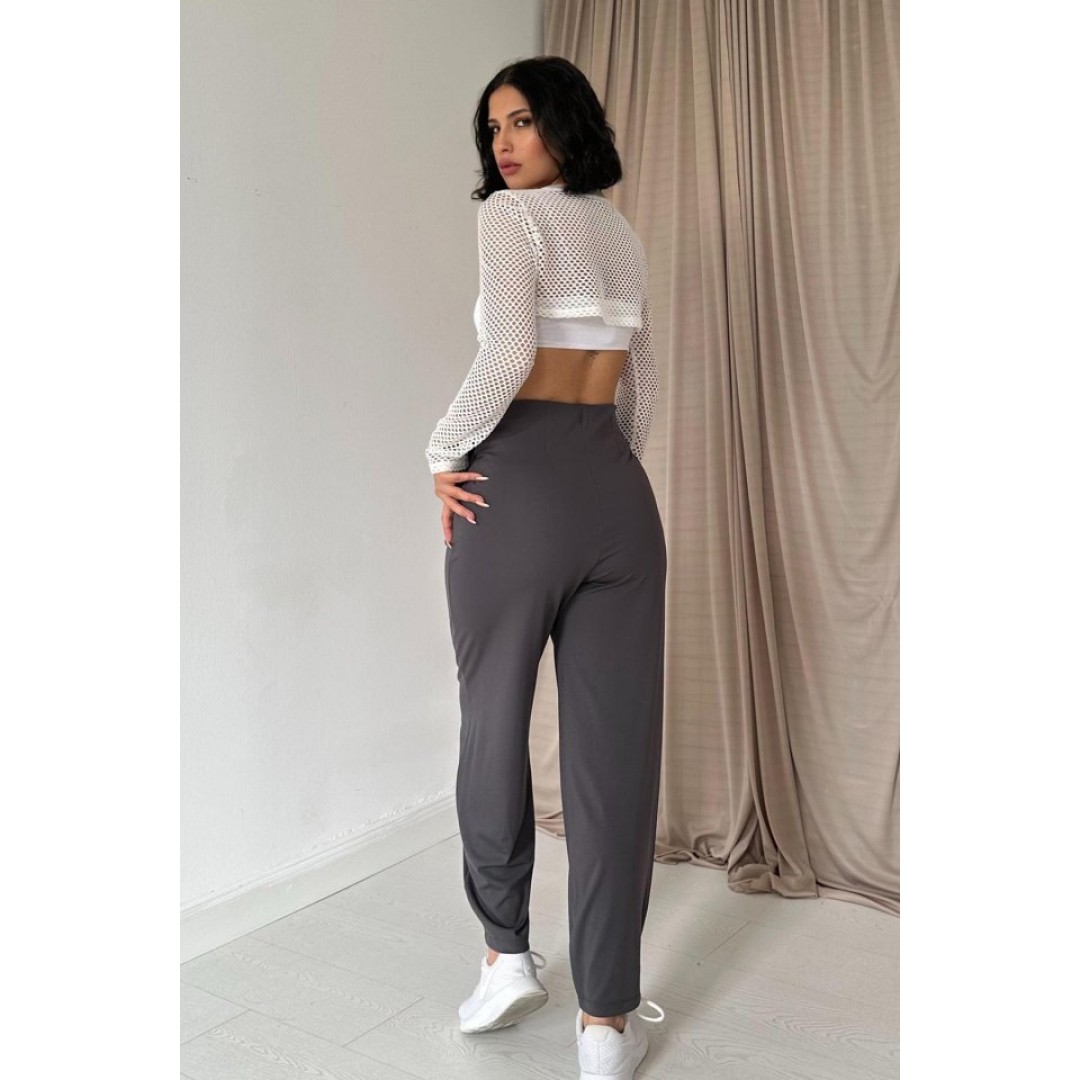 Füme Pensli Lastik Detaylı Pantolon 154416 Füme Pensli Lastik Detaylı Pantolon 154416