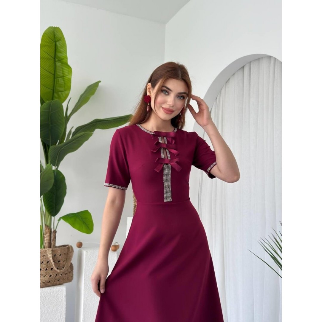 Wera Taşlı Fiyonk Detaylı Elbise 162265 Wera Taşlı Fiyonk Detaylı Elbise 162265