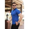 Erkek Hakim Yaka Dokuma Pamuklu Kumaş Kısa Kollu T-shirt 162317