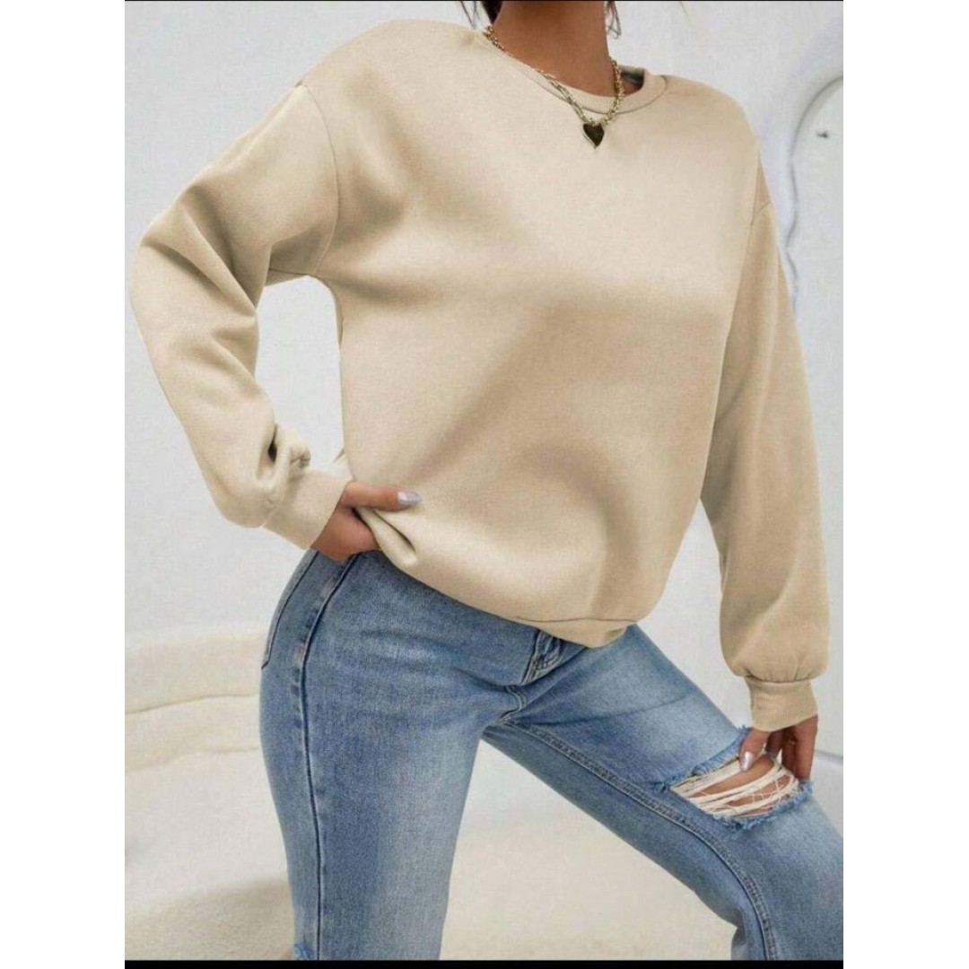 Kadın Uzun Kollu Bisiklet Yaka şardonlu üç Iplik Kumaş Sweat 139842
