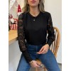 Kadın Uzun Kollu Bisiklet Yaka Kolları çiçekli Waffle Bluz - 135595 Kadın Uzun Kollu Bisiklet Yaka Kolları çiçekli Waffle Bluz - 135595