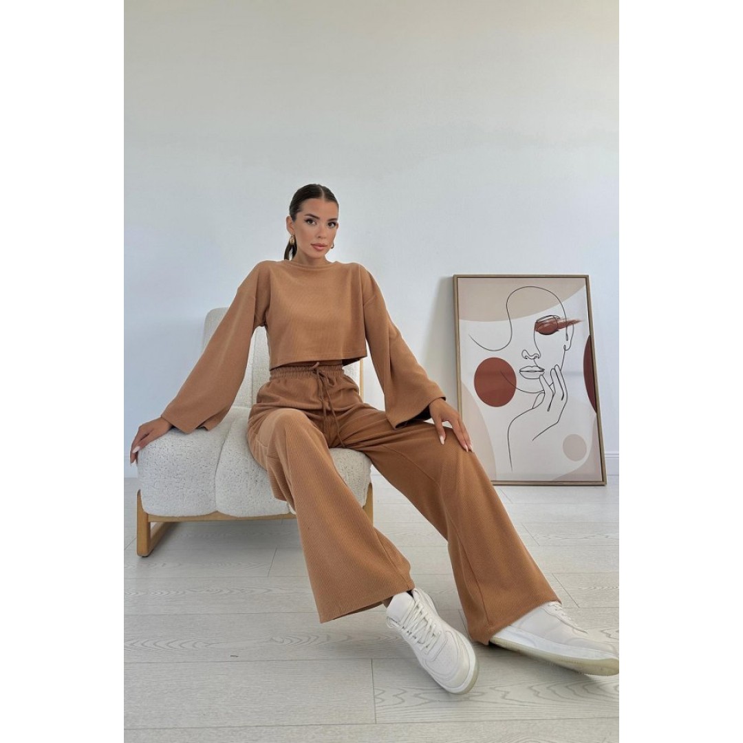 Camel Fitilli Bluz Ve Pantolon Takım 152326 Camel Fitilli Bluz Ve Pantolon Takım 152326