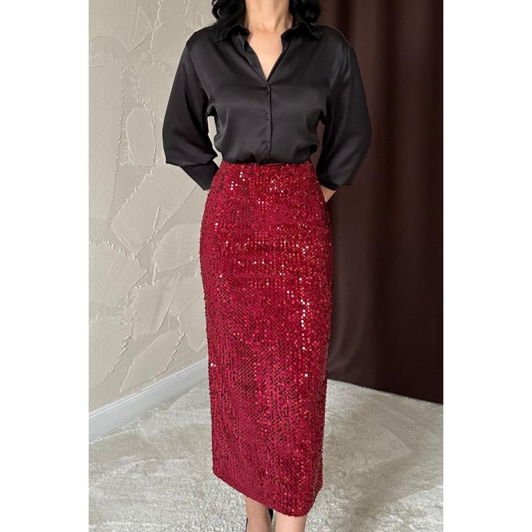 Bordo Pulpayetli Parlak Etek 154415 Bordo Pulpayetli Parlak Etek 154415