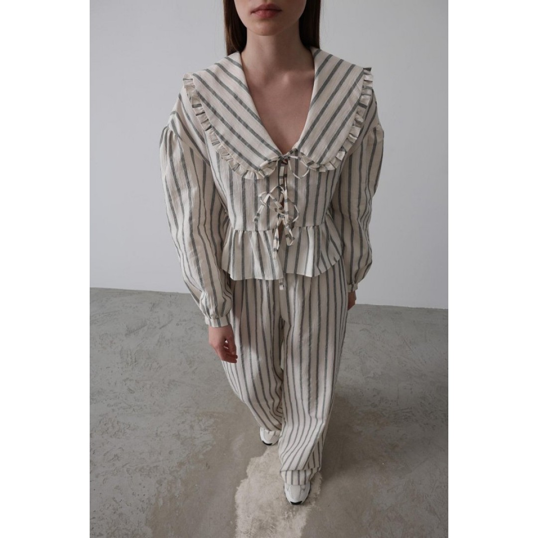 Bebe Yakalı Önü Bağlamalı Takım - Natür 152849 Bebe Yakalı Önü Bağlamalı Takım - Natür 152849