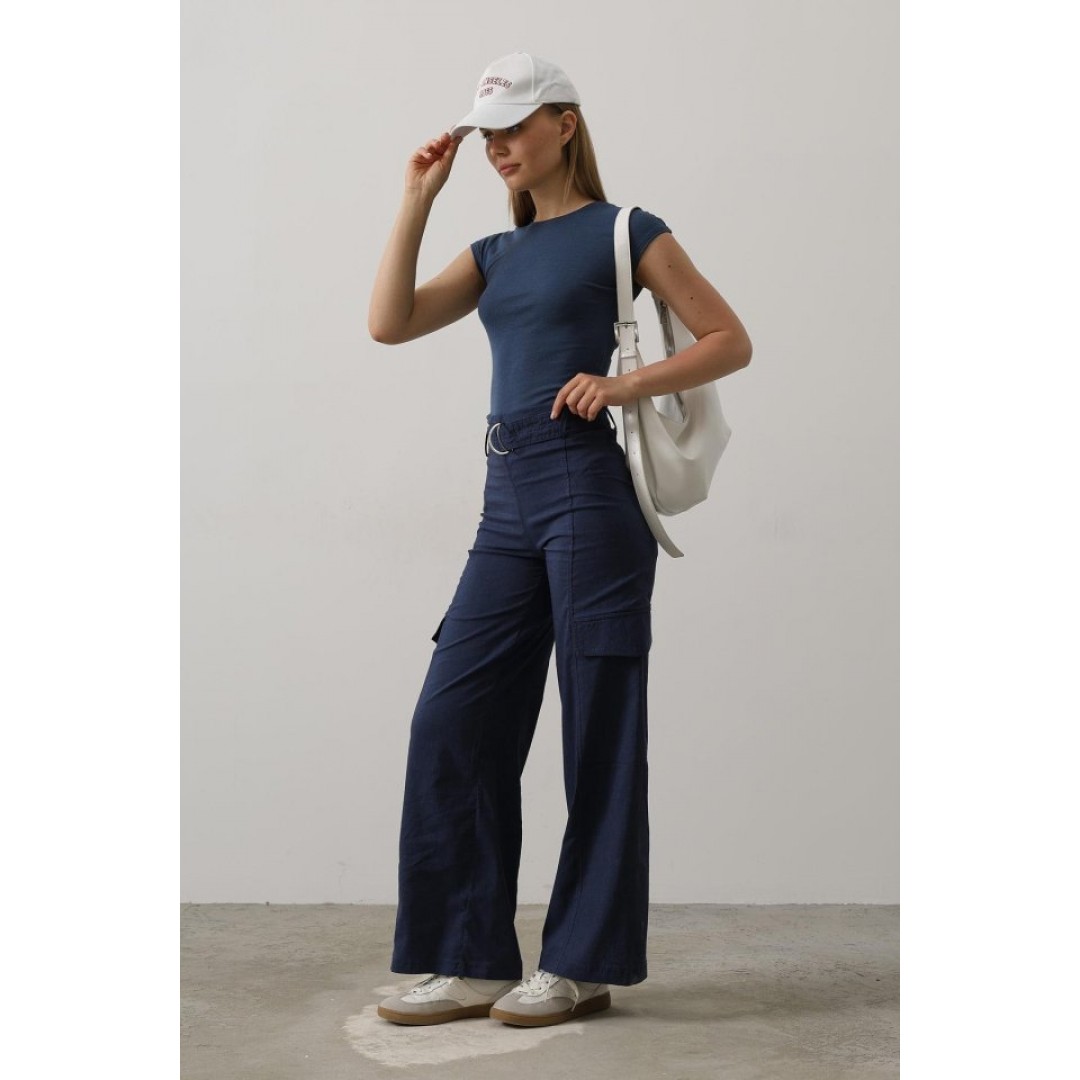 Kemerli Cargo Pantolon - İndigo 161896 Kemerli Cargo Pantolon - İndigo 161896