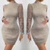 Kadın Uzun Kollu Kollar Tül Detay Triko Mini Boy Elbise - 132292 Kadın Uzun Kollu Kollar Tül Detay Triko Mini Boy Elbise - 132292