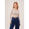 Ters Dikişli Basic Krem Body Bluz 148085