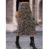 Kadın Yüksek Bel Leopar Desenli Midi Krep Etek 138586 Kadın Yüksek Bel Leopar Desenli Midi Krep Etek 138586