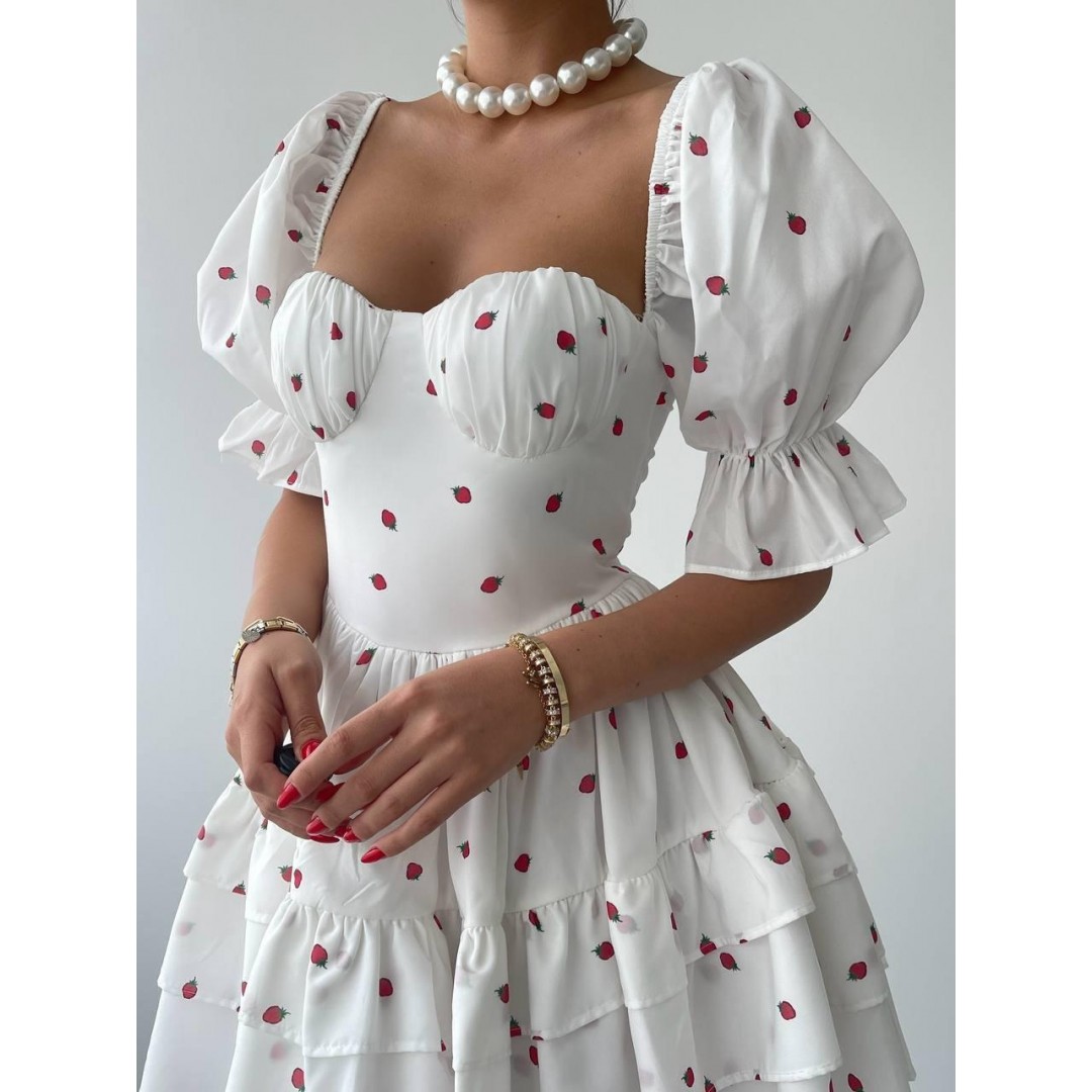 Beyaz Mini Elbise - 147073