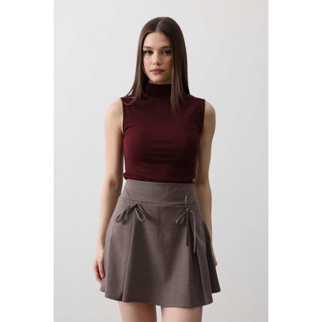 Kurdela Detaylı Mini Etek - Kahve 151573 Kurdela Detaylı Mini Etek - Kahve 151573