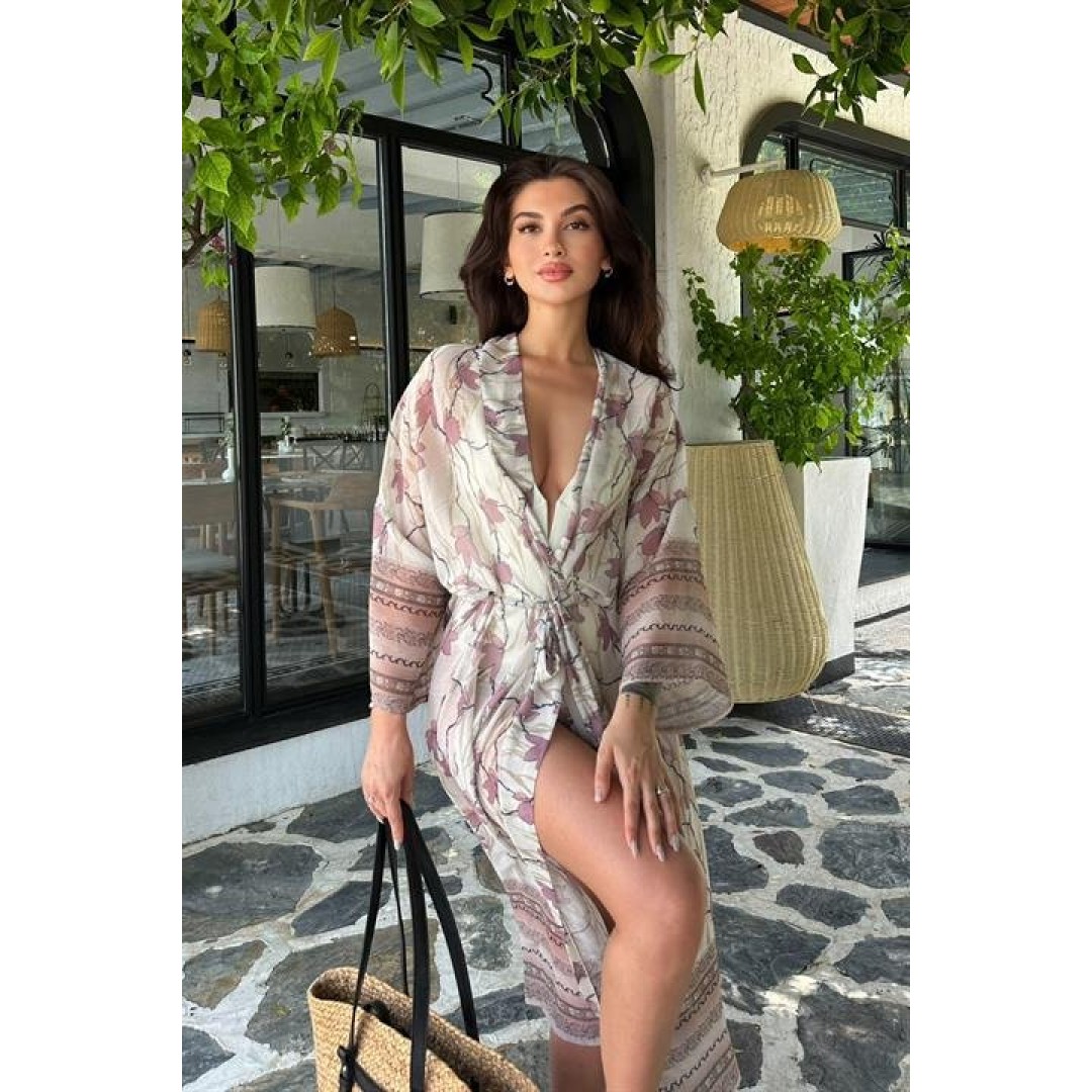 Sandra Desenli Şifon Kimono 5156-08 155224 Sandra Desenli Şifon Kimono 5156-08 155224
