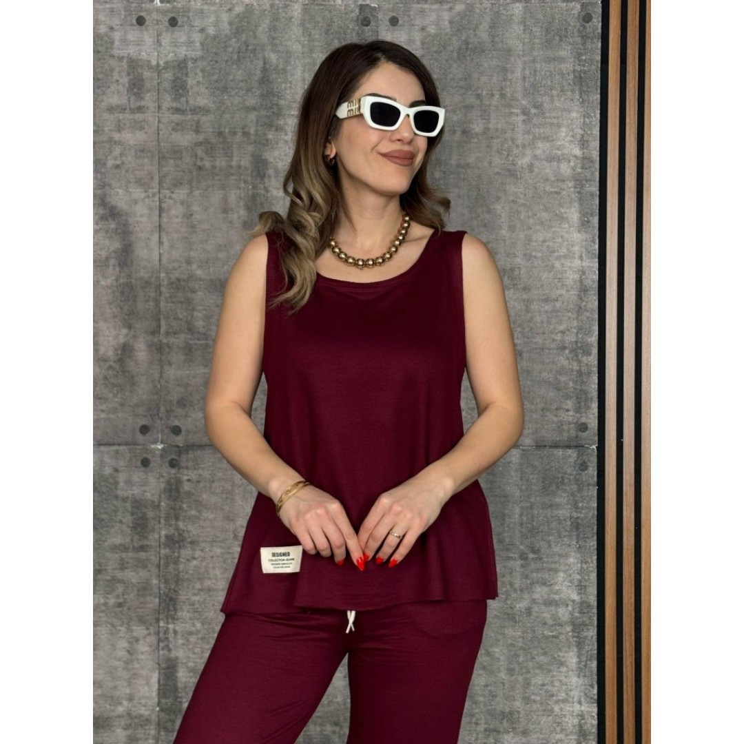 Kadın Askılı Yuvarlak Yaka Viskon Iki Iplik Bluz Ve Eşofman Altı Ikili Takım 163613 Kadın Askılı Yuvarlak Yaka Viskon Iki Iplik Bluz Ve Eşofman Altı Ikili Takım 163613
