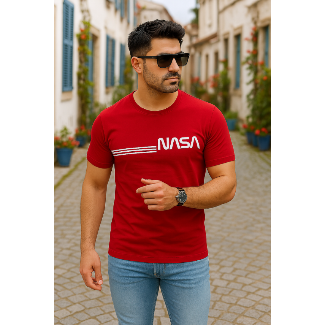 Erkek Kısa Kollu Nasa Baskı Basic Erkek T-shirt 156240
