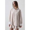Çizgili Oversize Gömlek - Bej - 151558 Çizgili Oversize Gömlek - Bej - 151558