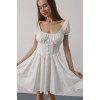Beli Korseli Mini Elbise - Beyaz - 162835 Beli Korseli Mini Elbise - Beyaz - 162835