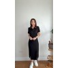 Kadın Yaka Ribanalı Çift Yırtmaçlı Elbise - 153709 Kadın Yaka Ribanalı Çift Yırtmaçlı Elbise - 153709