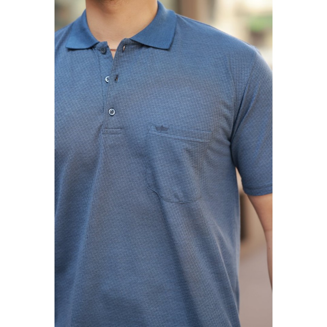 Erkek Yakalı Mini Jakarlı Kısa Kollu T-shirt - 160889 Erkek Yakalı Mini Jakarlı Kısa Kollu T-shirt - 160889
