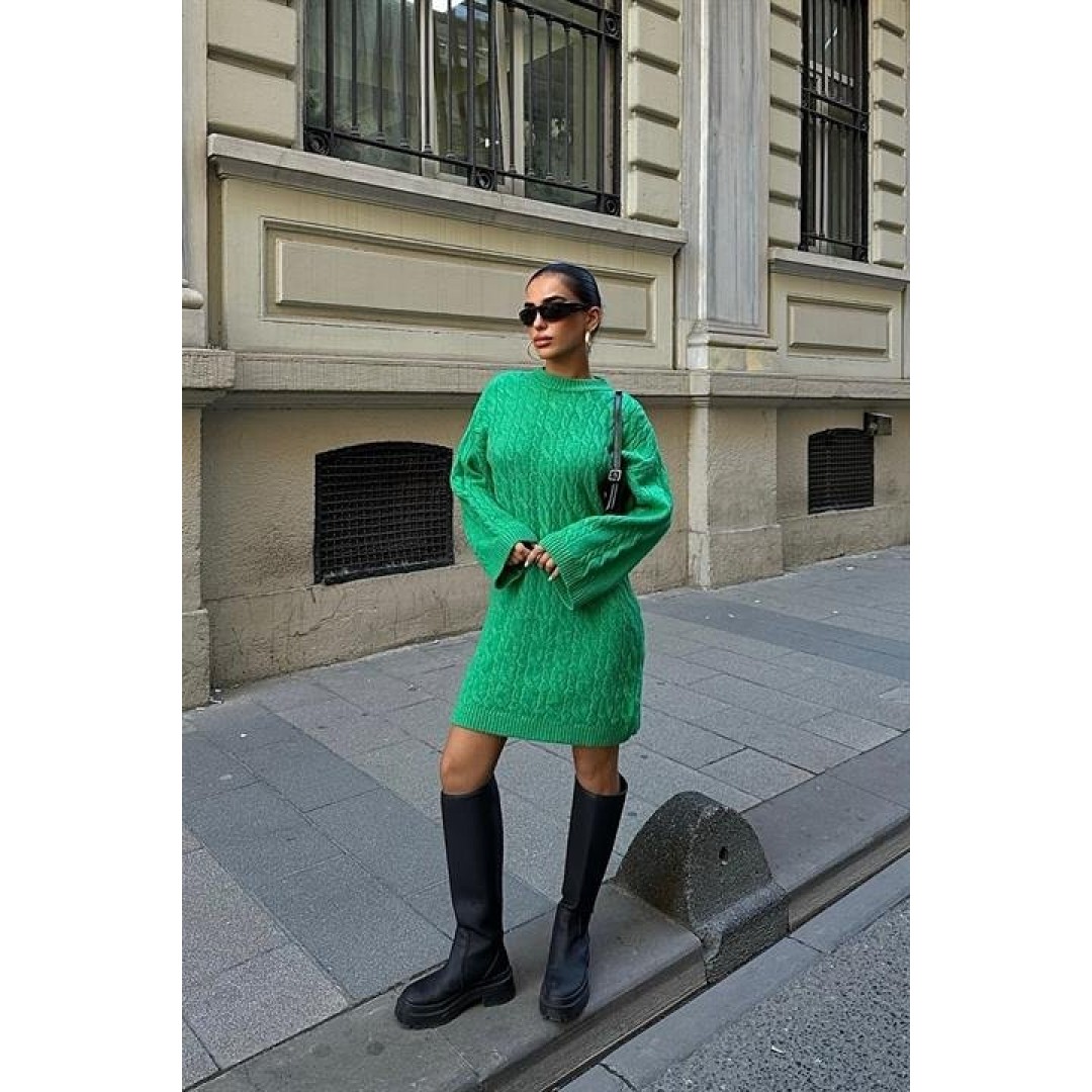 Melanie Örgü Desen Mini Elbise 2537-02 155761