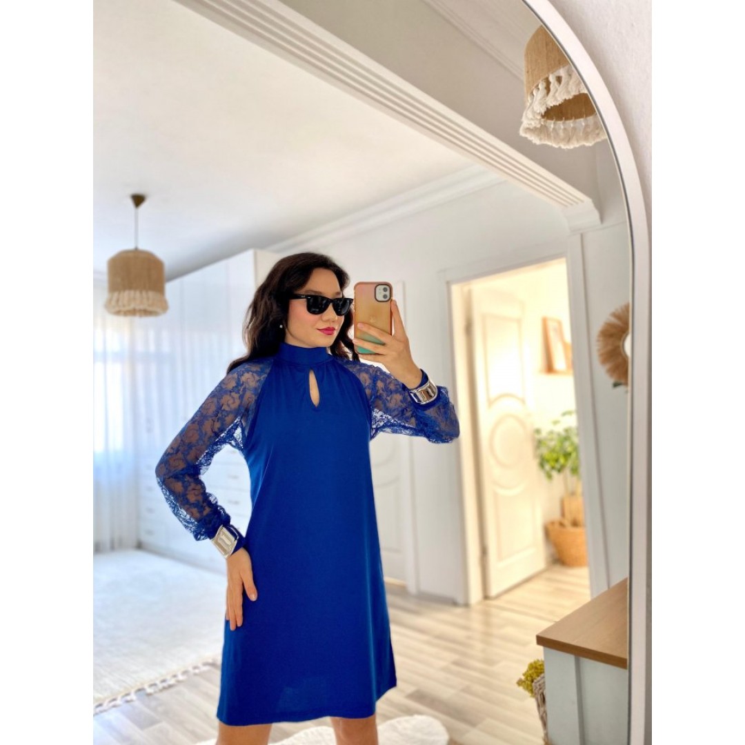 Kadın Uzun Kollu Tül Detay Sandy Mini Boy Elbise - 138110 Kadın Uzun Kollu Tül Detay Sandy Mini Boy Elbise - 138110