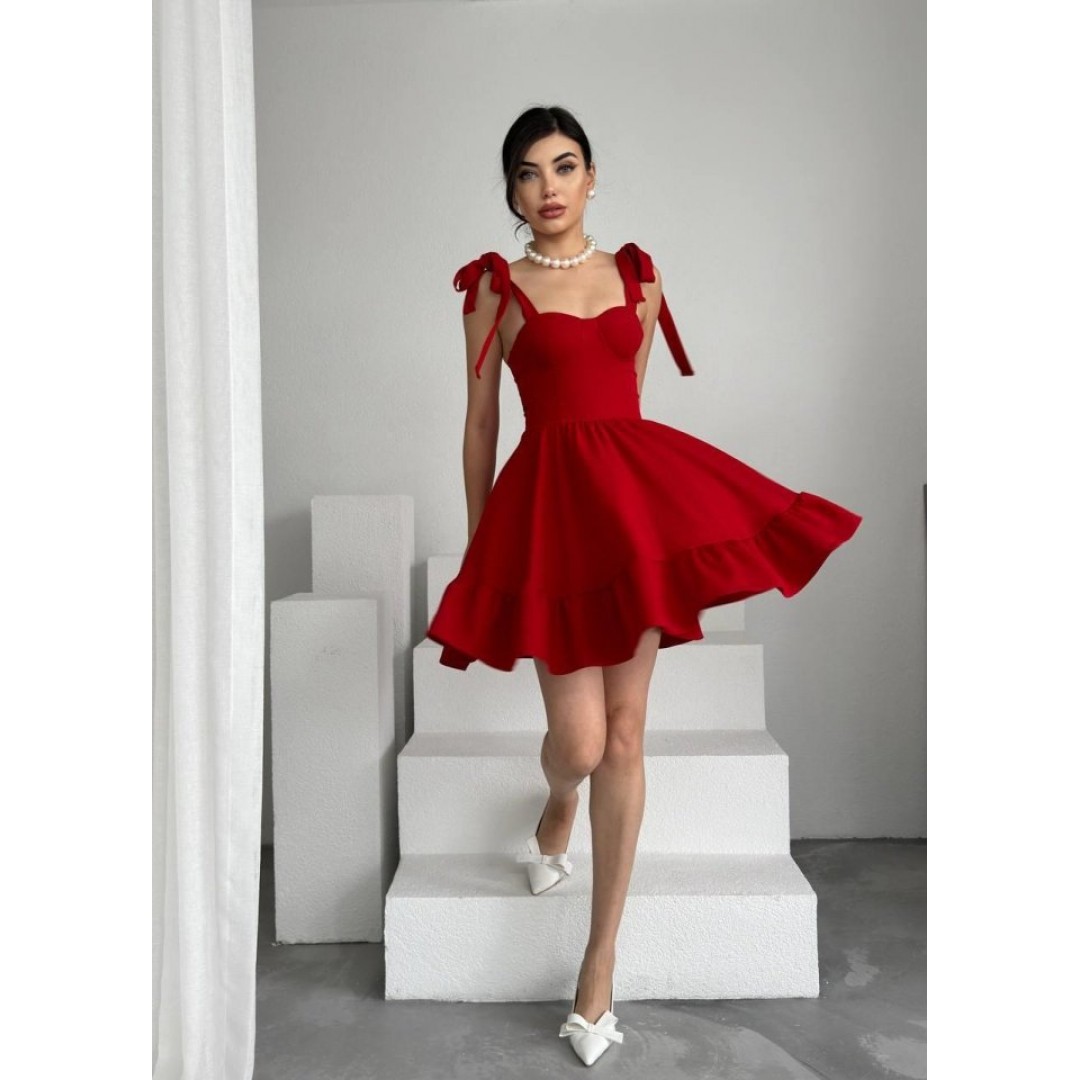 İP ASKILI BAĞLAMALI ATLAS ELBİSE - 159746 İP ASKILI BAĞLAMALI ATLAS ELBİSE - 159746