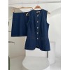 Kolsuz Yelekli Mini Etekli Denim Takım 10164 - 159266 Kolsuz Yelekli Mini Etekli Denim Takım 10164 - 159266