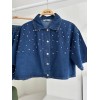 Taş Detaylı Gömlek Şort Denim Takım 10175 159450 Taş Detaylı Gömlek Şort Denim Takım 10175 159450