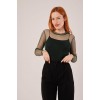 Transparan Yeşil Tül Basic Bluz 148068 Transparan Yeşil Tül Basic Bluz 148068