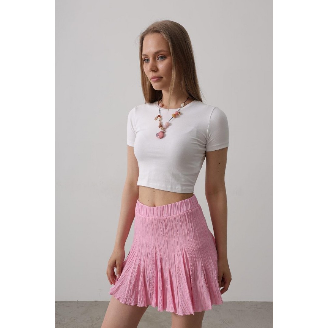 Beli Lastikli Mini Etek - Pembe 160650 Beli Lastikli Mini Etek - Pembe 160650