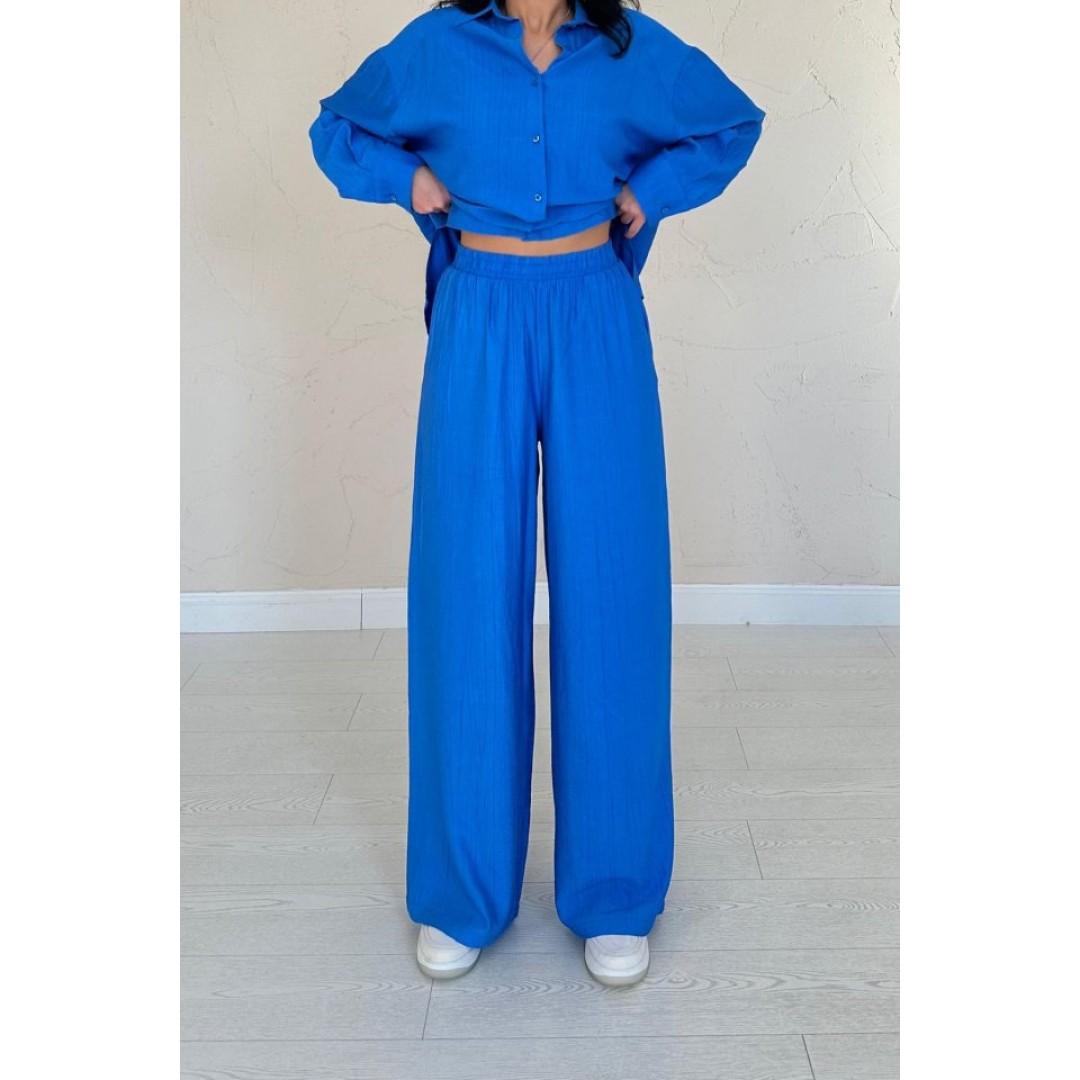 Saks Alice Gömlek Ve Bol Kesim Pantolon Takım 148479 Saks Alice Gömlek Ve Bol Kesim Pantolon Takım 148479