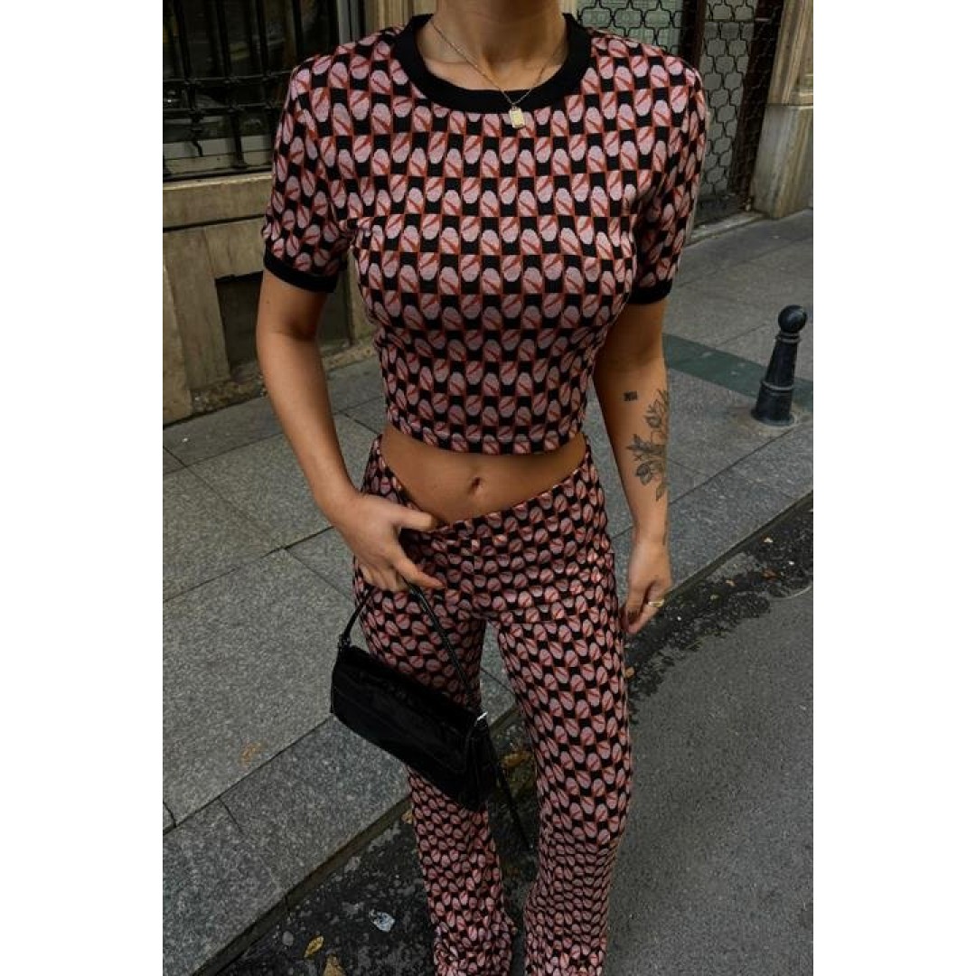 Brenda Desenli Crop Takım 9019-08 155845 Brenda Desenli Crop Takım 9019-08 155845