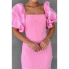 Pembe İşlemeli Kolu Garnili Elbise 154101 Pembe İşlemeli Kolu Garnili Elbise 154101