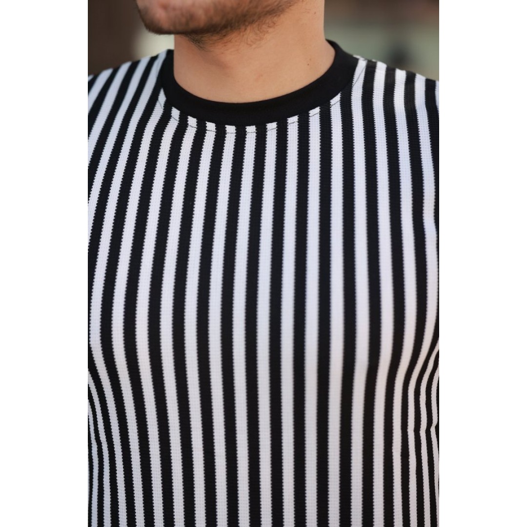 Erkek Siyah Beyaz örme Pamuklu Kumaş Kısa Kollu T-shirt 160106 Erkek Siyah Beyaz örme Pamuklu Kumaş Kısa Kollu T-shirt 160106