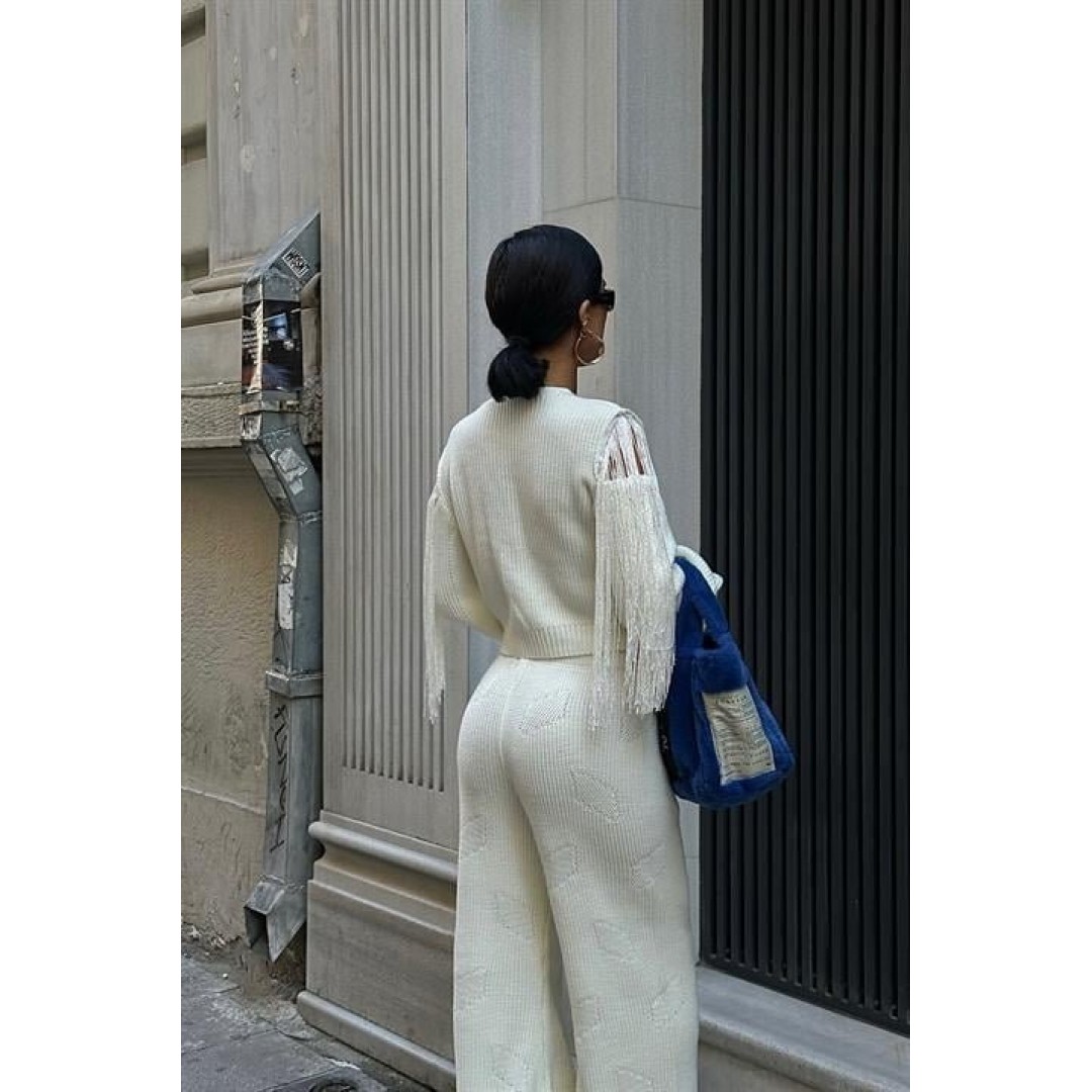 Püskül Detaylı Hırka Pantolon Triko Takım 9967 158368 Püskül Detaylı Hırka Pantolon Triko Takım 9967 158368