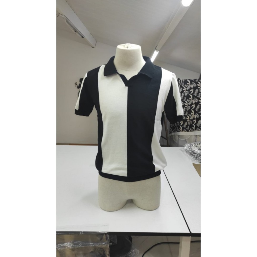 Erkek Kısa Kollu Polo Yakalı Blok Desenli Triko Bluz 161014 Erkek Kısa Kollu Polo Yakalı Blok Desenli Triko Bluz 161014