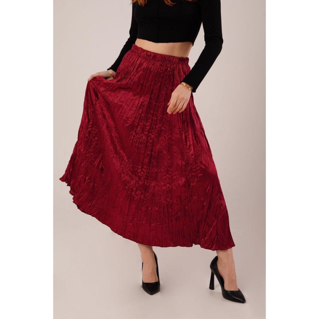 Midi Boy Pileli Saten Bordo Etek 149580 Midi Boy Pileli Saten Bordo Etek 149580