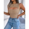 Kadın Askılı Bisiklet Yaka Güpüs Dekolteli Triko Crop Bluz 157307