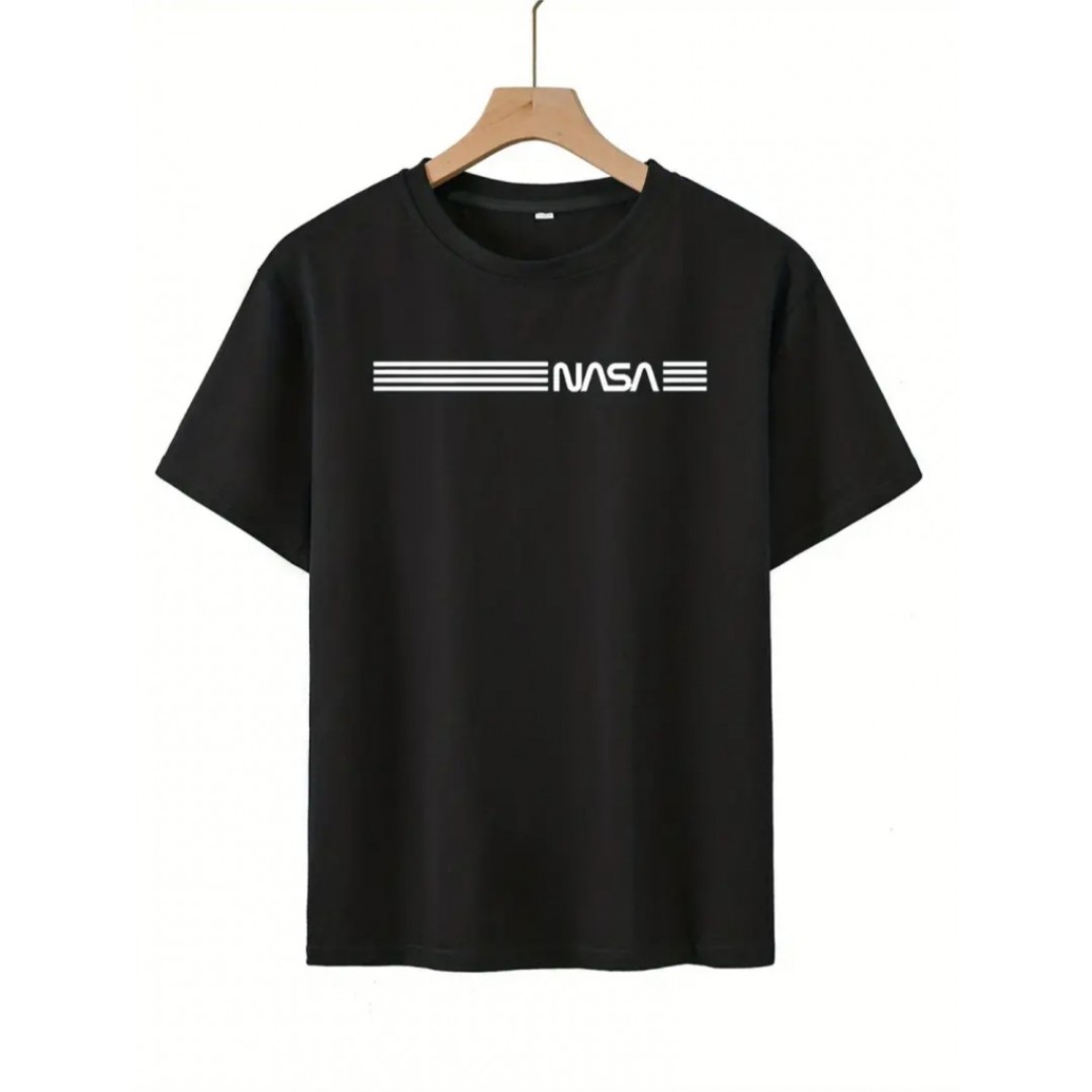 Erkek Kısa Kollu NASA Baskı Bisiklet Yaka T-shirt 158212