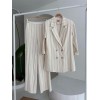Blazer Ceketli Çizgili Keten Takım 10186 159435