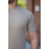 Erkek Bisiklet Yaka örgü Desenli Kısa örme Triko Kısa Kollu T-shirt 161501 Erkek Bisiklet Yaka örgü Desenli Kısa örme Triko Kısa Kollu T-shirt 161501
