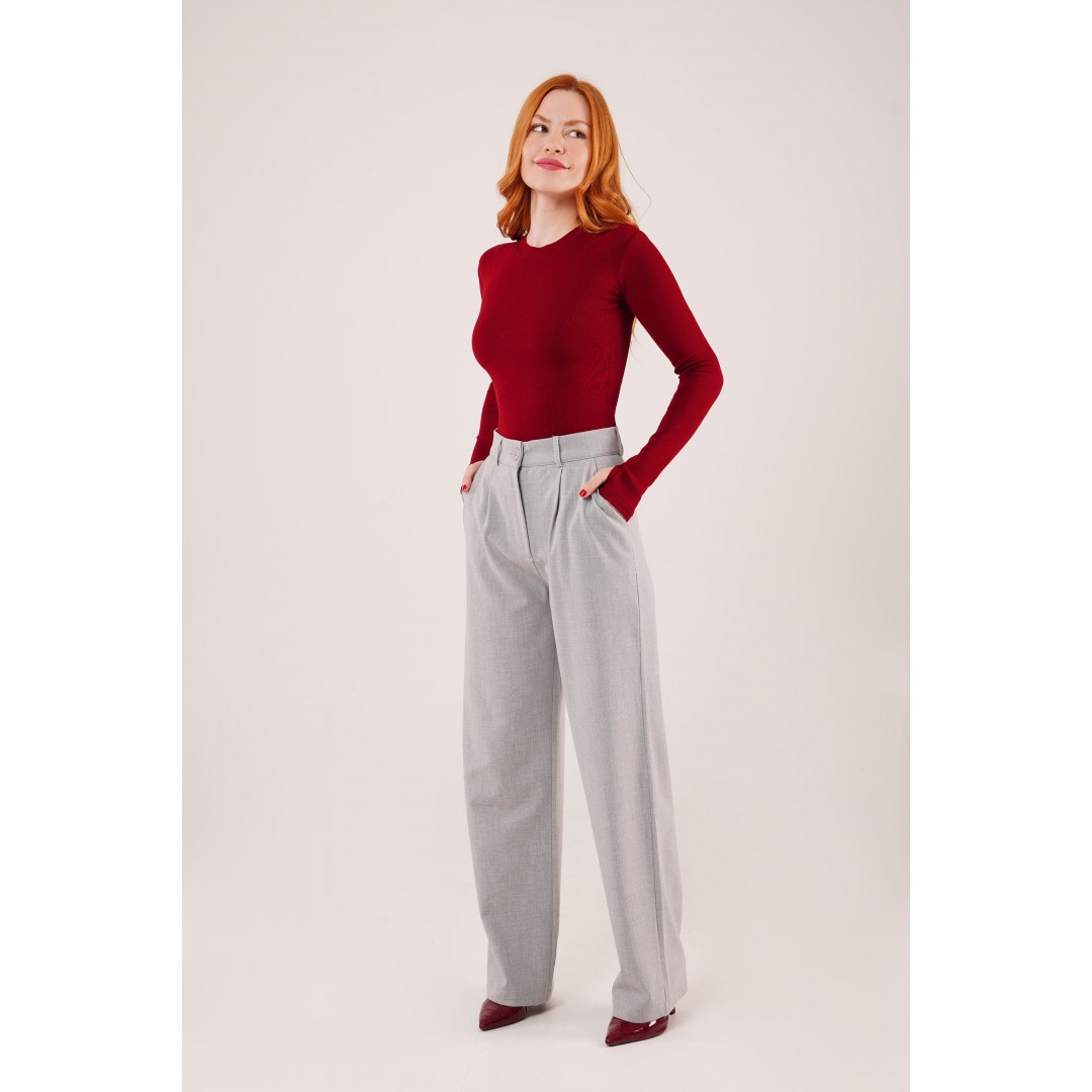 Premium Model Oturtmalı Gri Pantolon