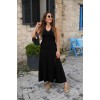Kadın Askılı V Yakalı Yırtmaçlı Viskon Elbise - 157866