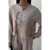 Önü İnce Kordon Detaylı Ve Double Paça Pantolonlu Takım 10180 159418 Önü İnce Kordon Detaylı Ve Double Paça Pantolonlu Takım 10180 159418