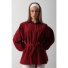 Bel Detaylı Gömlek - Bordo - 154225